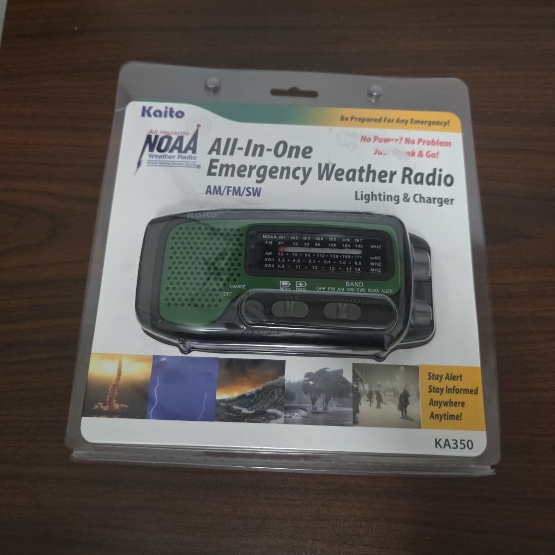 Kaito All-in-One Emergency Weather Radio AM/FM/SW - KA350 - Light & Charger