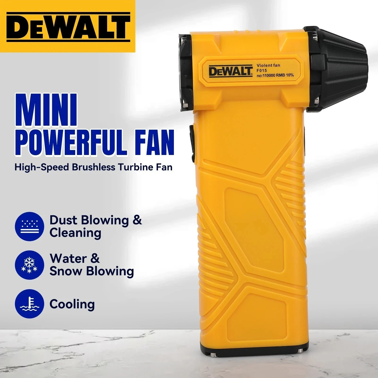 DEWALT Mini Electric Brushless Handheld Fan Rechargeable Type-C High-speed