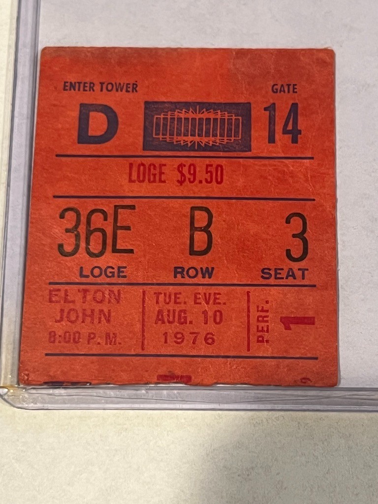 Elton John Aug 10 1976 Madison Square Garden Ticket Stub