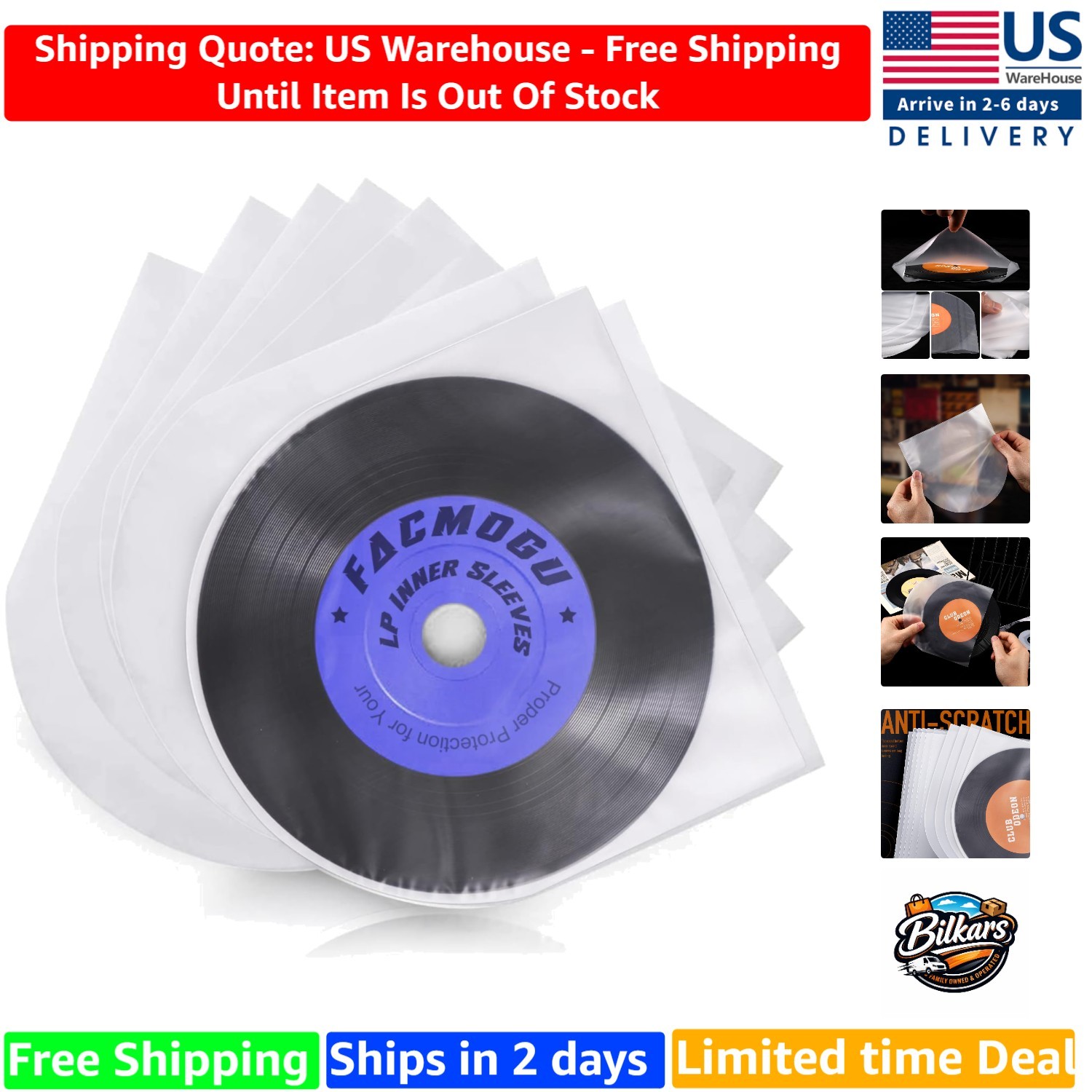 100 Count 7 Inch LP Inner Sleeves - Protect Your Vinyl Collection Elegantly