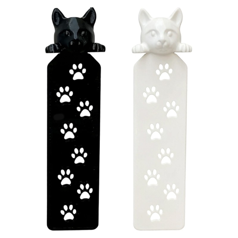 2Pcs Kitten Themed Plastic Bookmarks Textbook Novel Page Holder For Reading