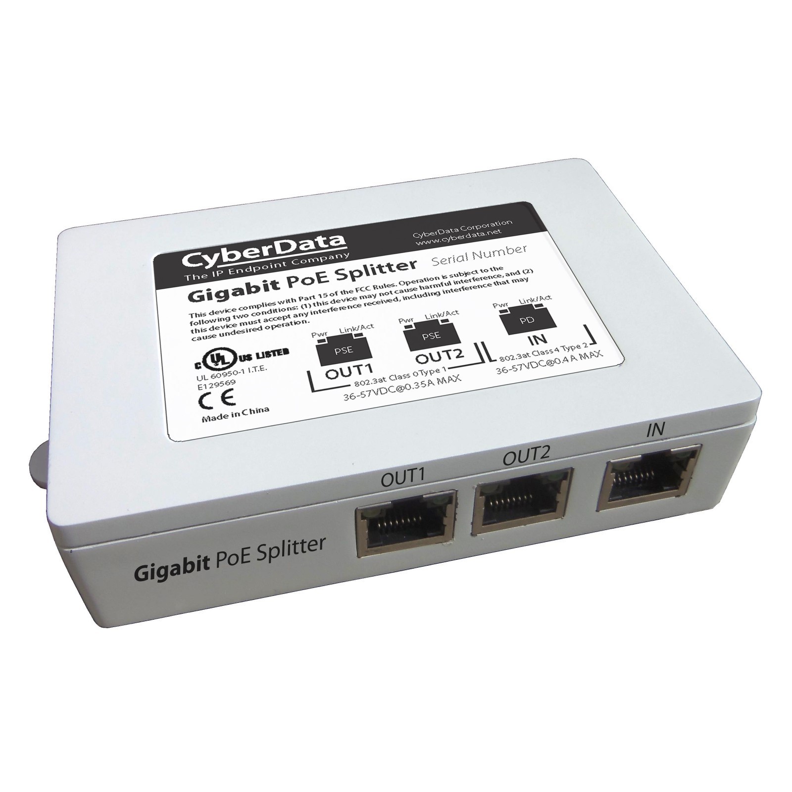CyberData 2-Port PoE Gigabit Switch (011187)