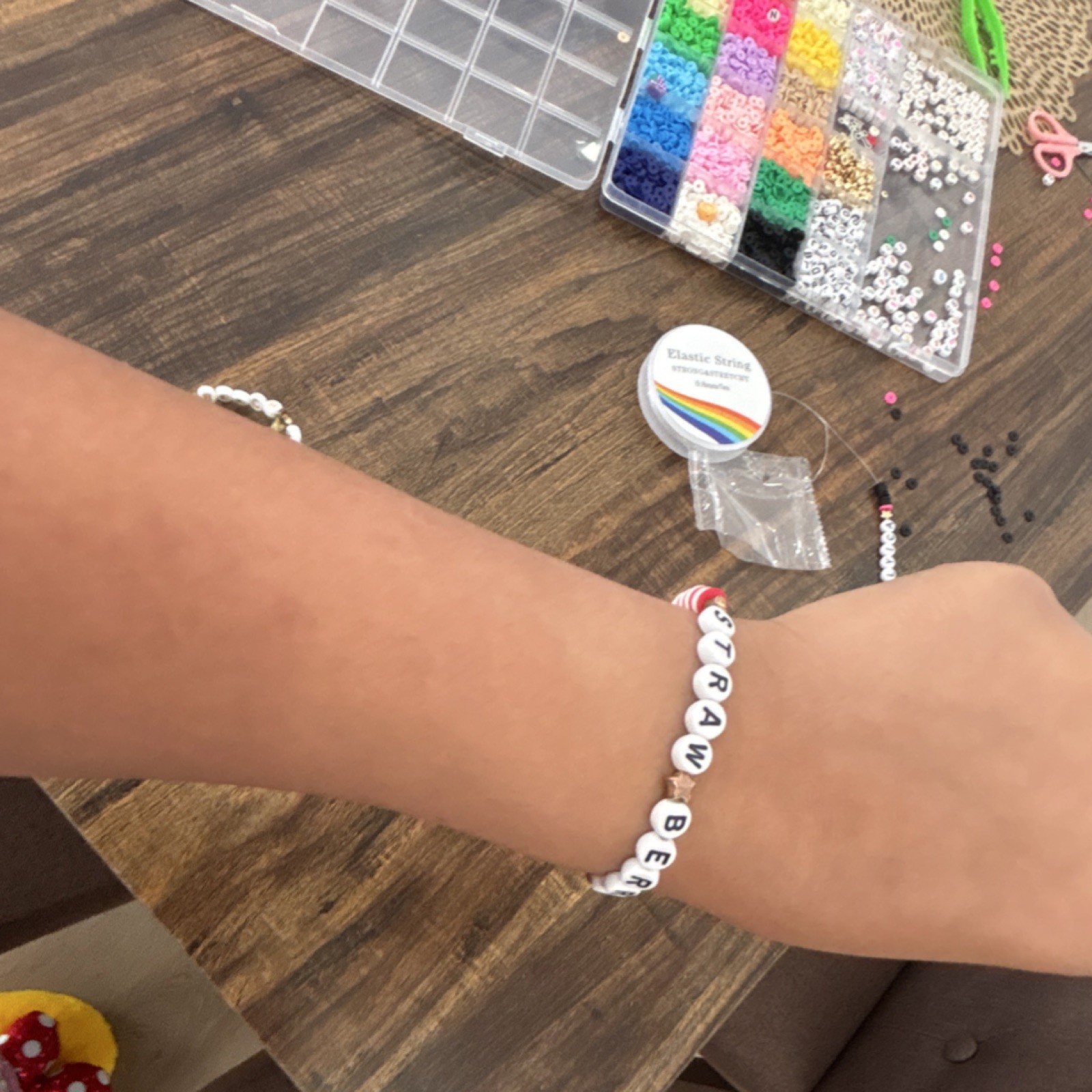 Adjustable Beaded Charm Bracelet Red White Multicolor Inspirational