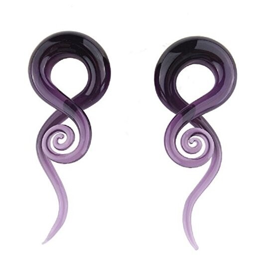 2Pcs Purple Ear Glass Spiral Tapers Plugs Tunnels Expander Hanger 2g(6mm)