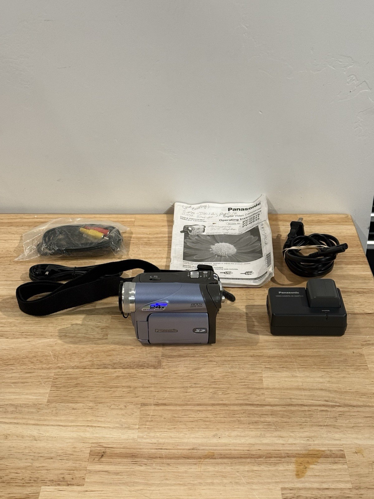 Panasonic PV-GS19 SD Camcorder W/ Battery & Charger Manual Blue Working TESTED