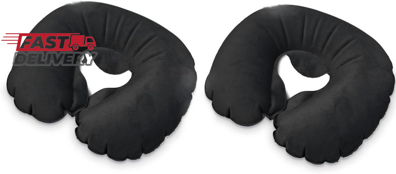 Magideal 2 Pack Inflatable Travel Neck Cushion Pillow Supports Head & Neck (Blac