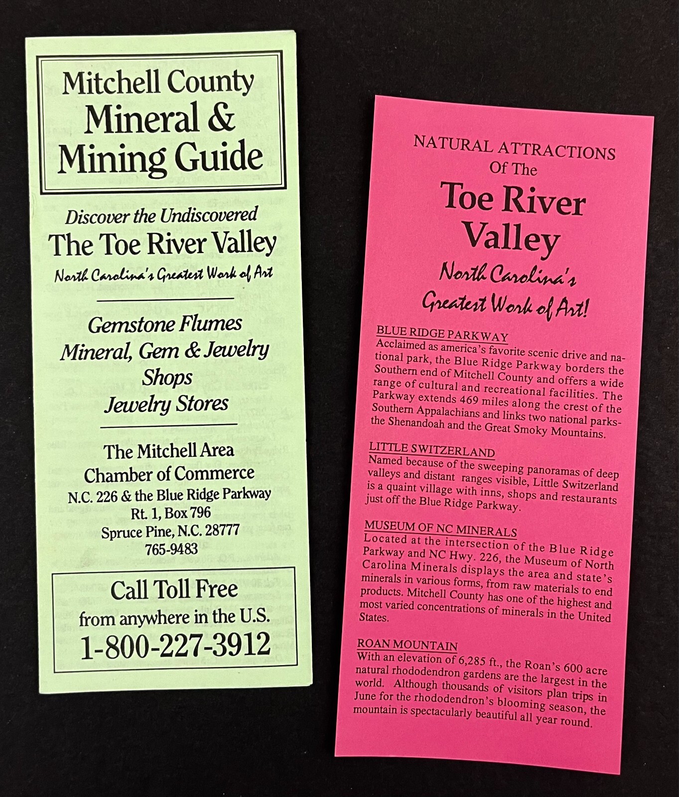 1990s Toe River Valley North Carolina Vintage Tourist Points Travel Brochure Lot