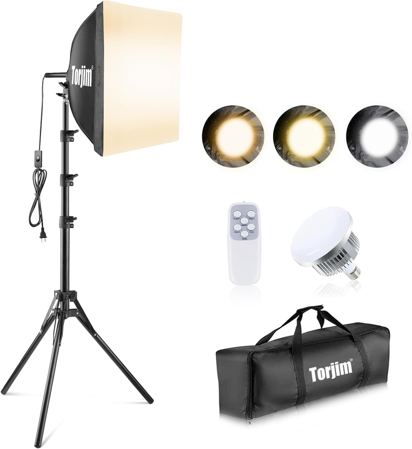Professional 16'' Softbox Lighting Kit with 85W LED Bulbs for Photography