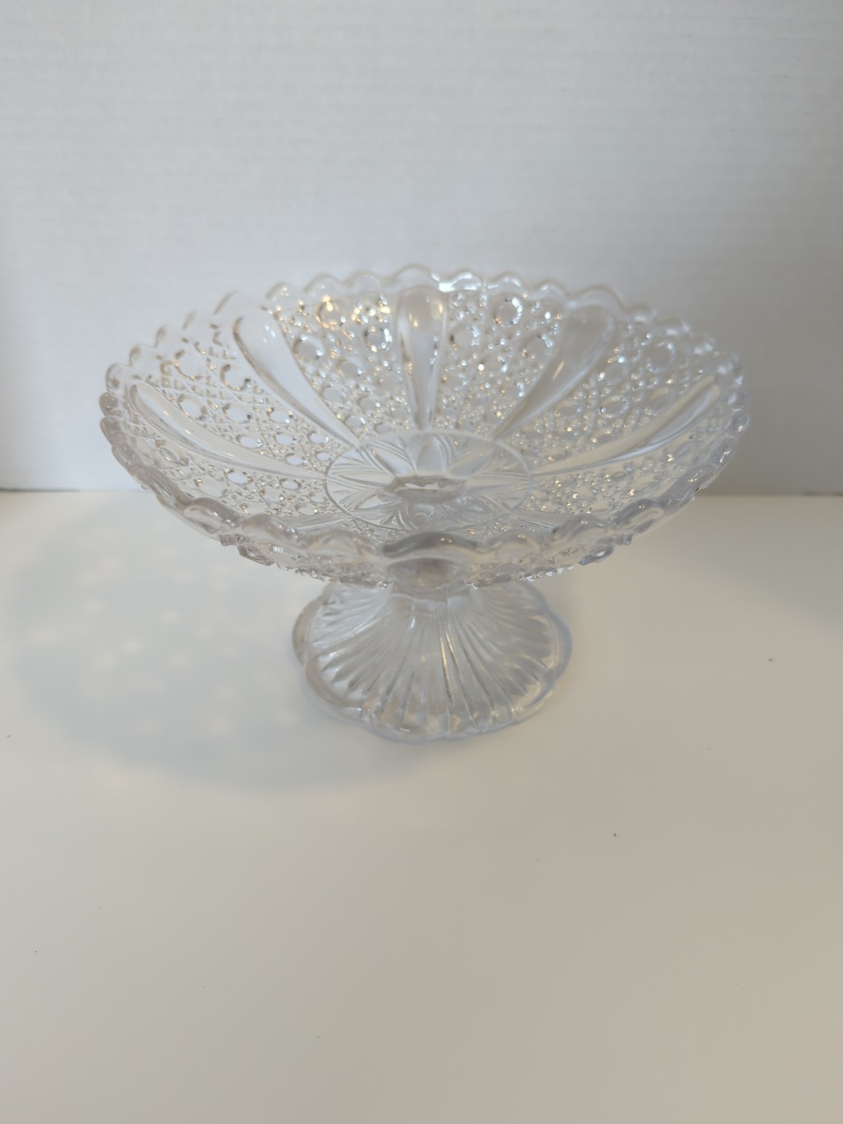 Antique Pedestal French Crystal Compote Dish 8" Diameter 4.5" Tall MINT
