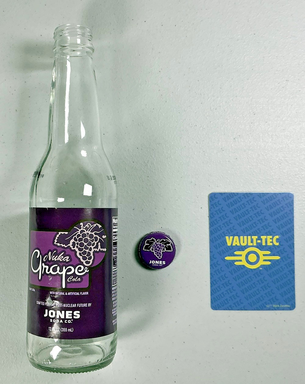 Fallout Nuka Grape Cola Jones Soda EMPTY bottle + BONUS CARD