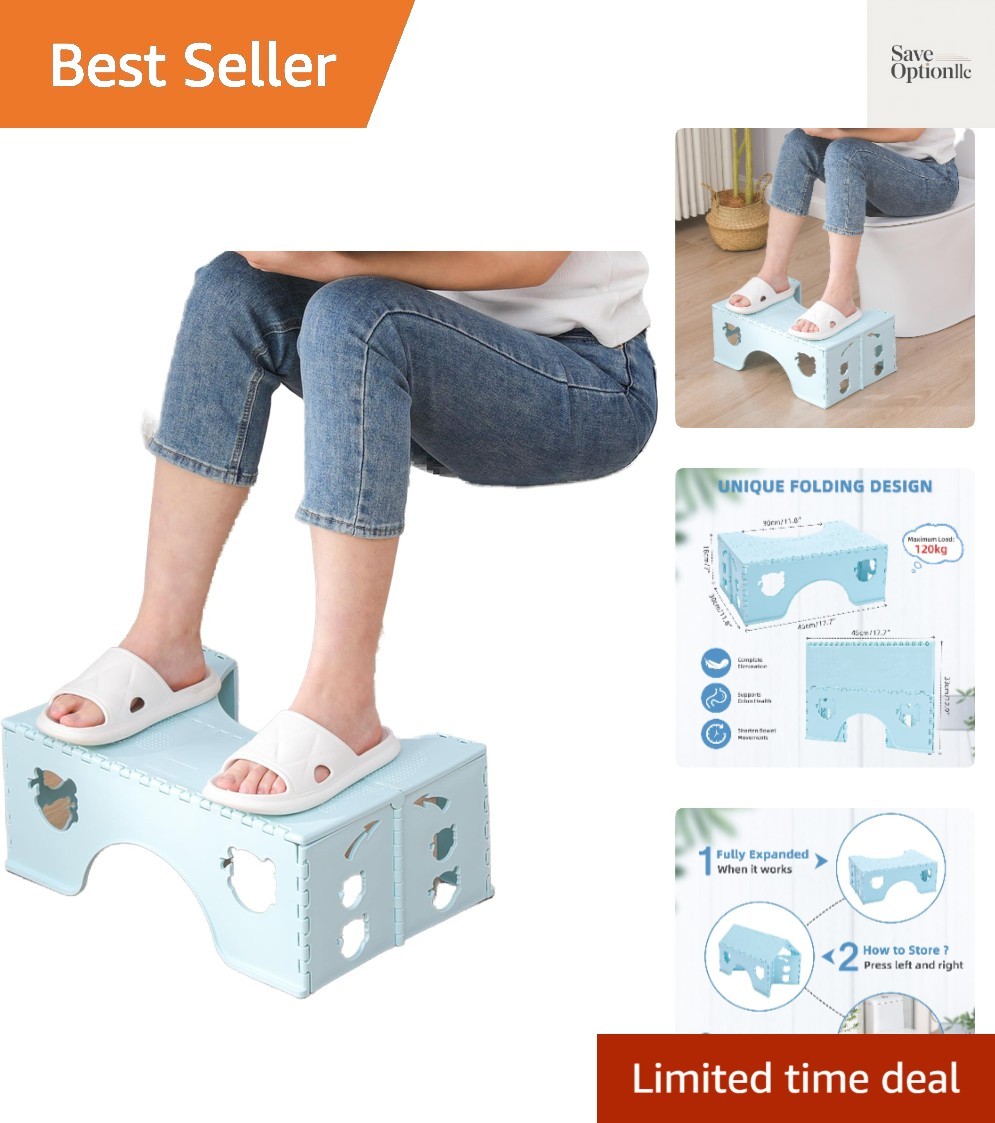 7inches Foldable Toilet Stool Blue, Healthy Bathroom Squatting Posture Poop S...