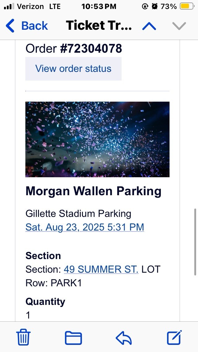 Parking Pass Morgan Wallen Gillette Stadium