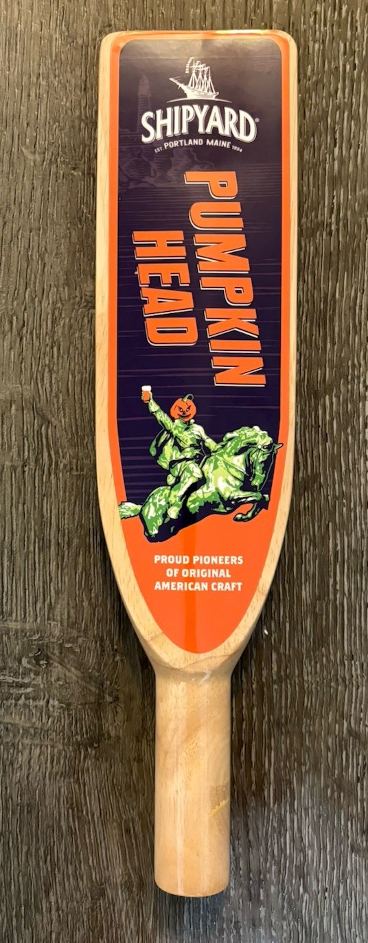 SHIPYARD BREWING Portland Maine PUMPKIN HEAD Paddle Beer Tap Handle 12”