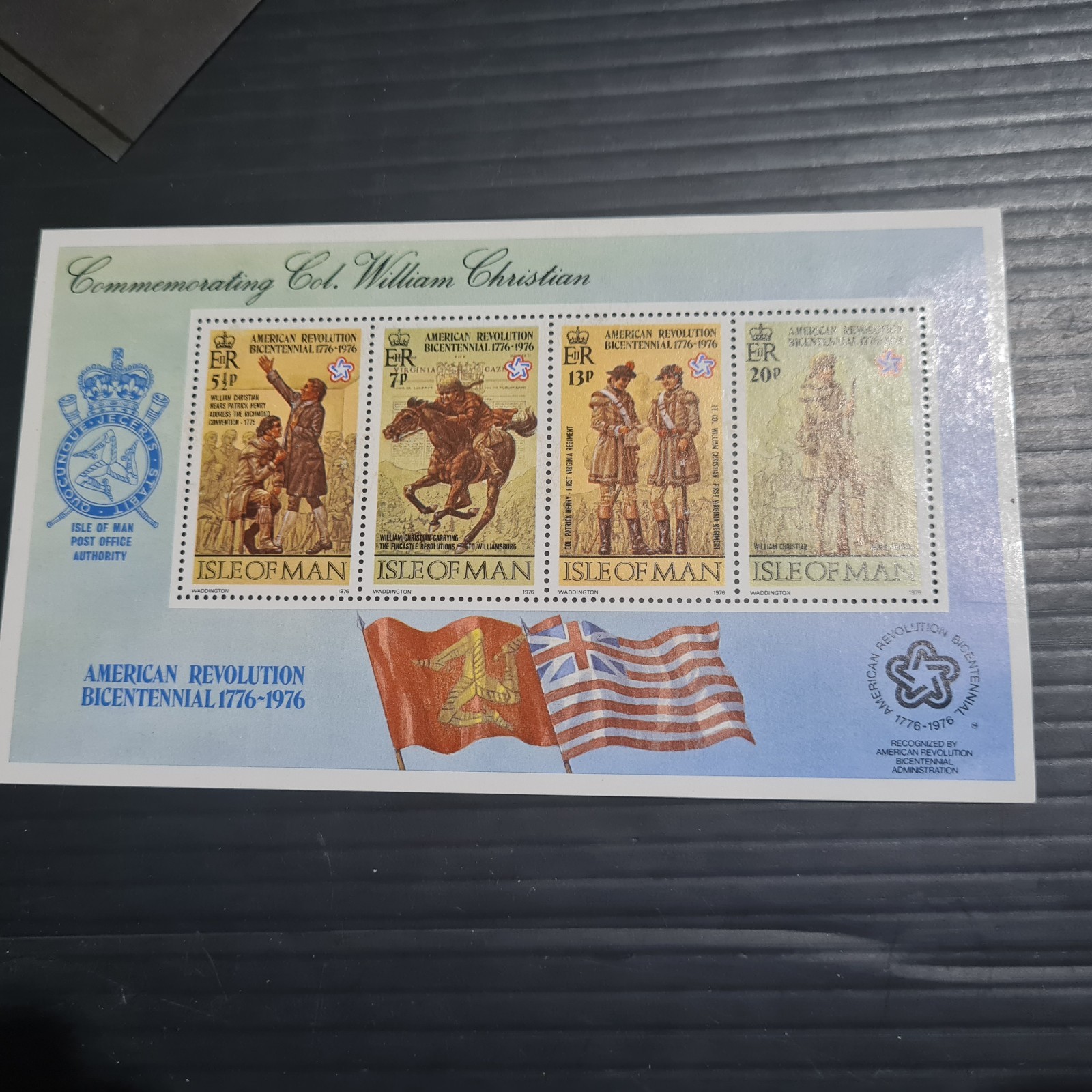 ISLE OF MAN 1976 SG MS79 AMERICAN REVOLUTION MNH