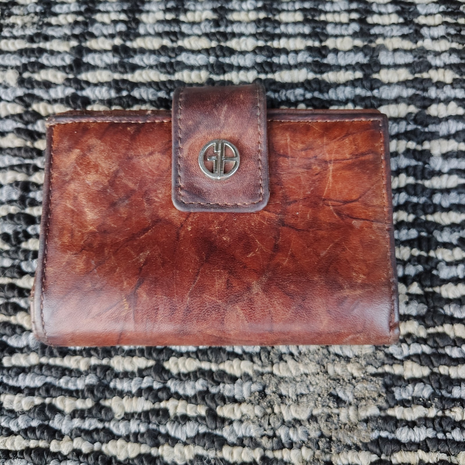 Brown Folding Snap Coin Purse Credit Card Women's Wallet Solid Pattern