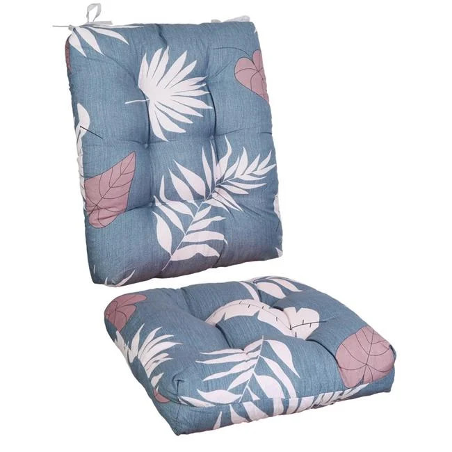 Fresh Fab Finds FFF-Blue-GreyLeaf-GPCT5132 Rocking Chair Cushion Set Non-Slip...