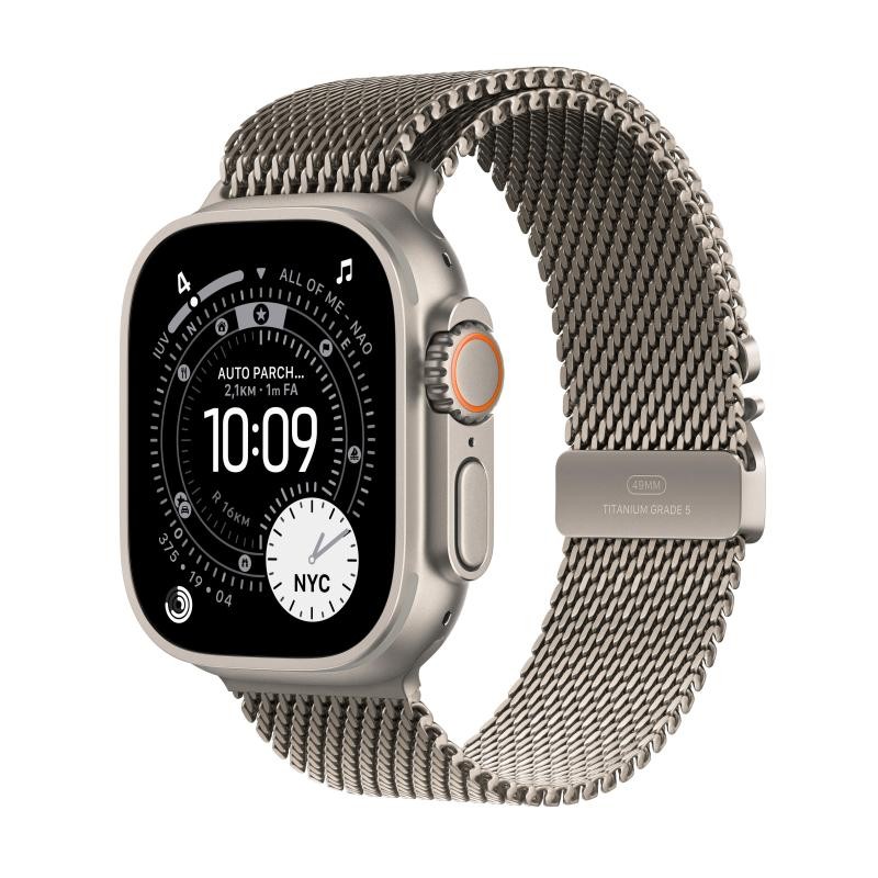 Apple Watch Ultra 3 GPS + Cellular 49mm Natural Titanium Mesh Loop Case