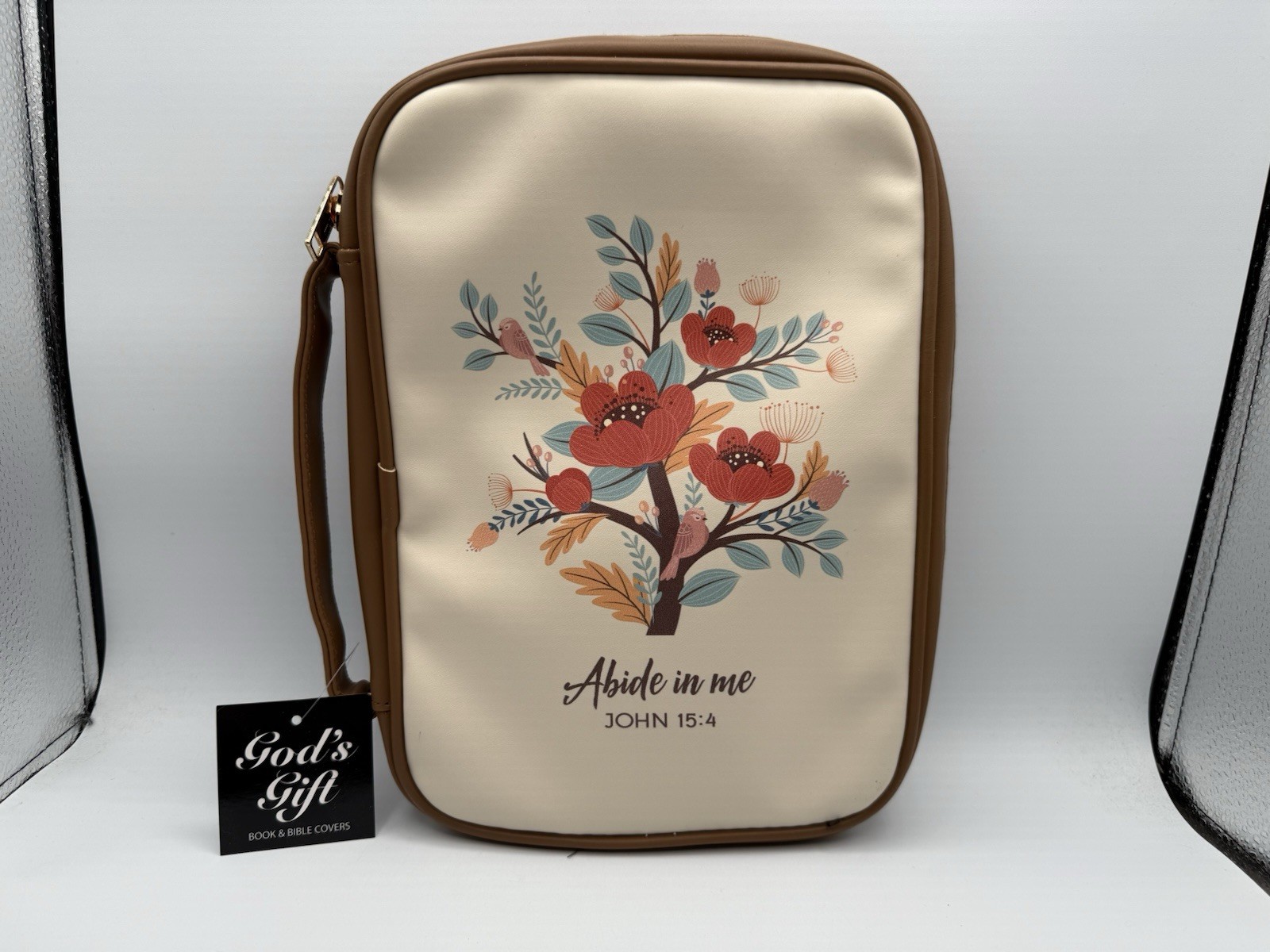 Bible Cover Abide In Me Design 11”x8” Zipper,Place For Pen & Notes Brand New