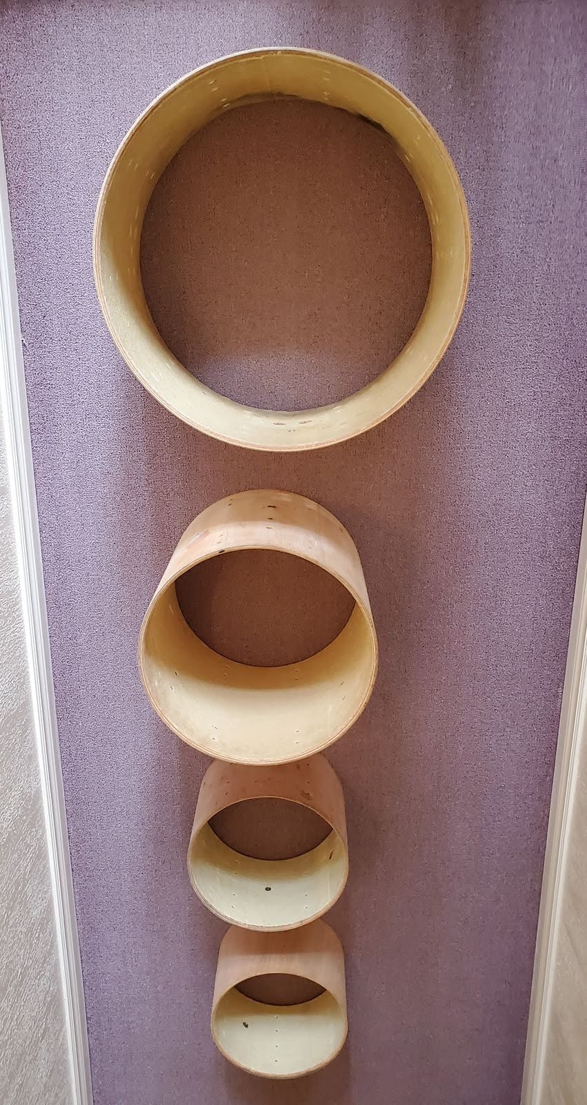 4 PC Vintage PEARL DRUM SHELLS - Fiberglass & Wood 22,16,13,12 - Stain or Wrap!