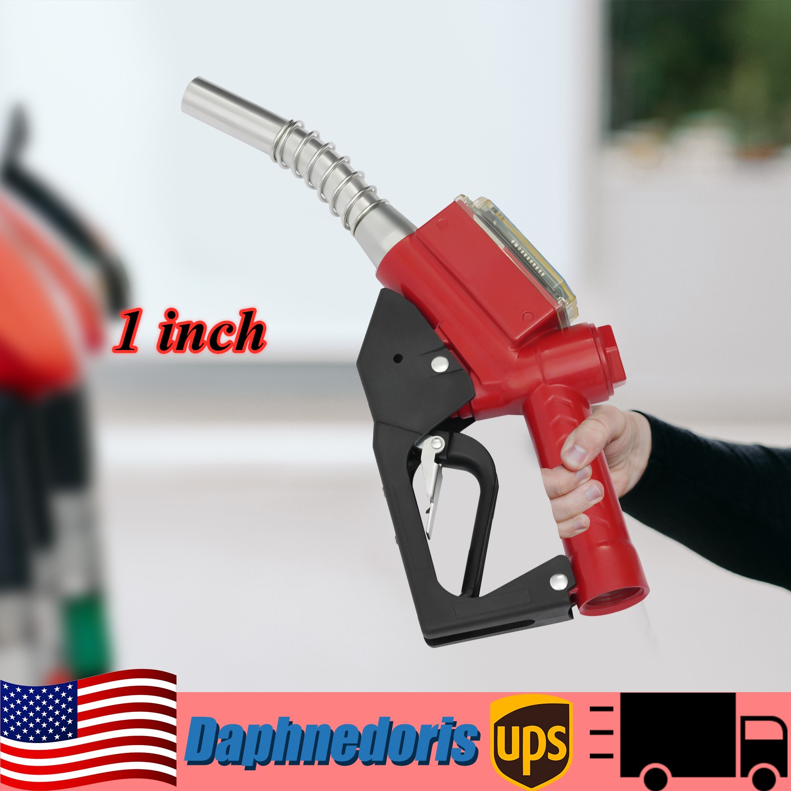 1pcs Digital Fuel Oil Gasoline Nozzle Gun Fueling Nozzle with Flow Meter AC-15A