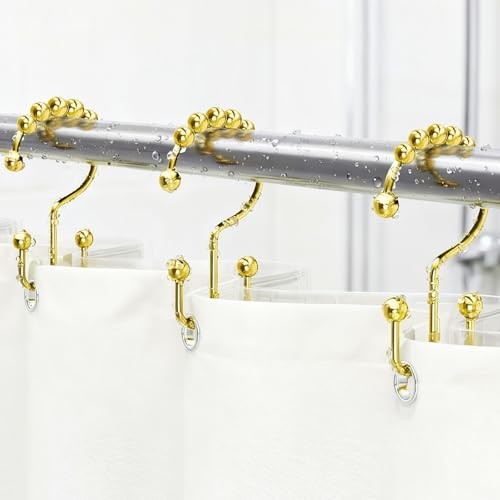 Upgraded 304 Stainless Steel Shower Curtain Hooks, 12-Pack Rust-Proof Heavy 