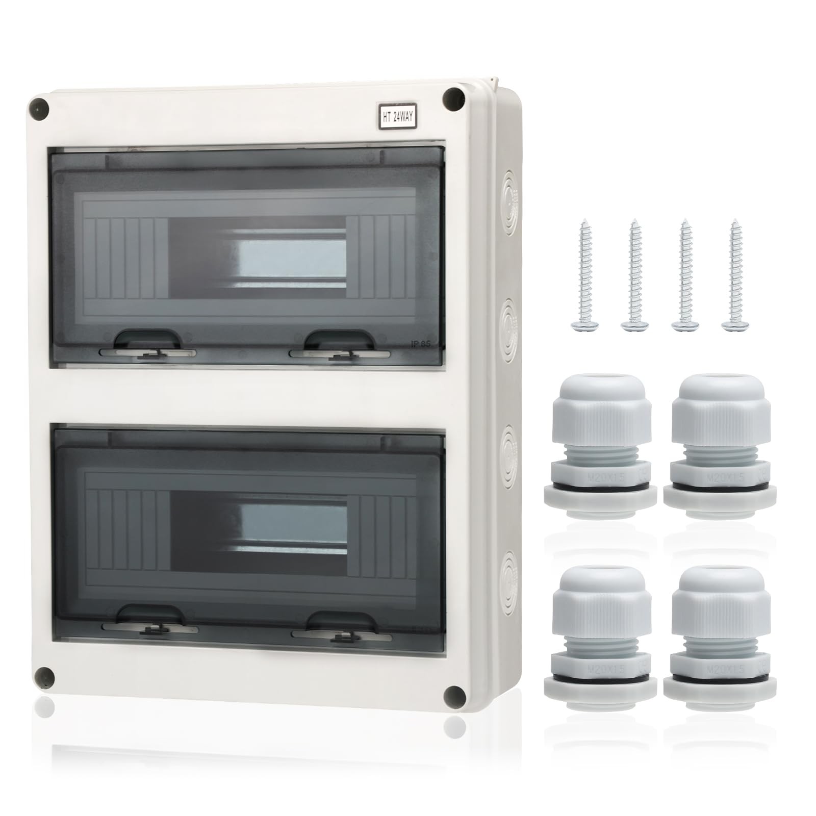 KERWINN 24 Way Distribution Protection Box ABS/PC Alloy Transparent Cover