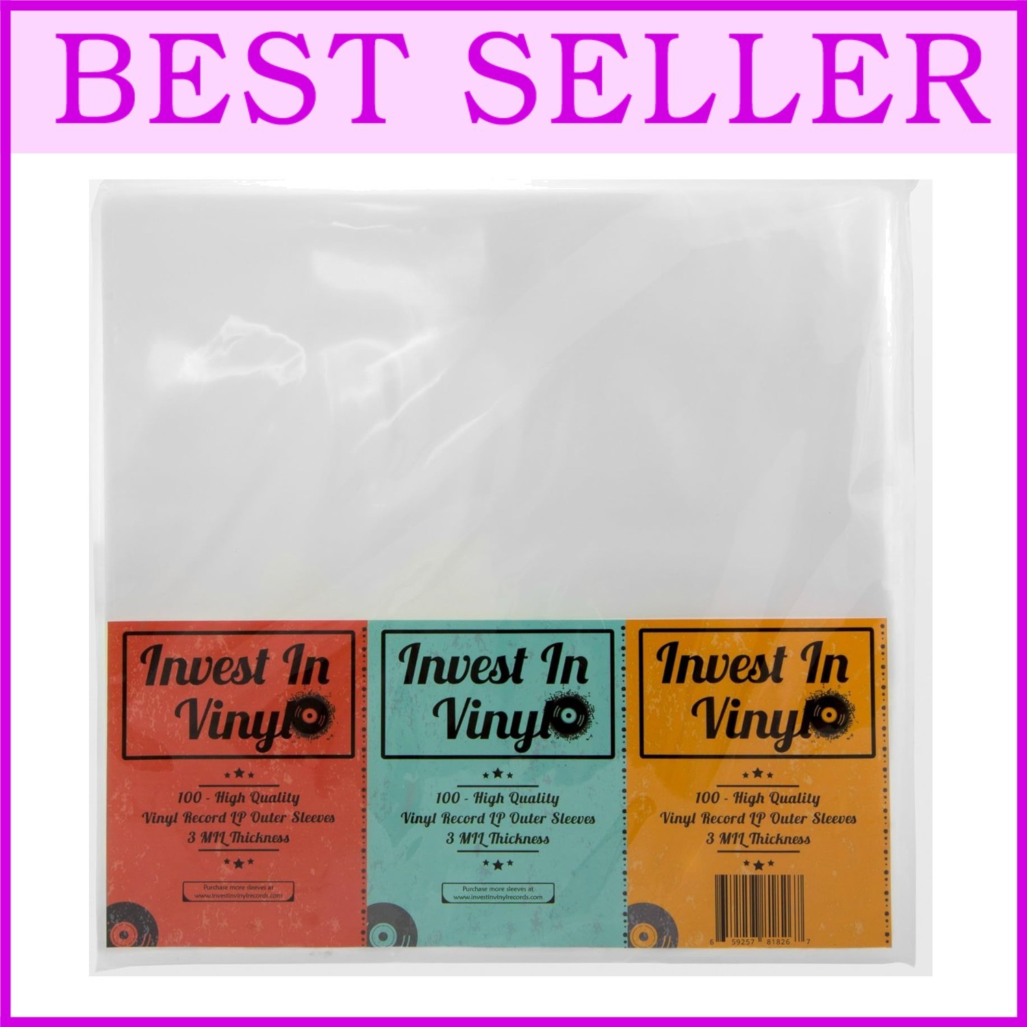 100 Clear Vinyl Record Sleeves- 12.75" x 12.5" Album Covers
