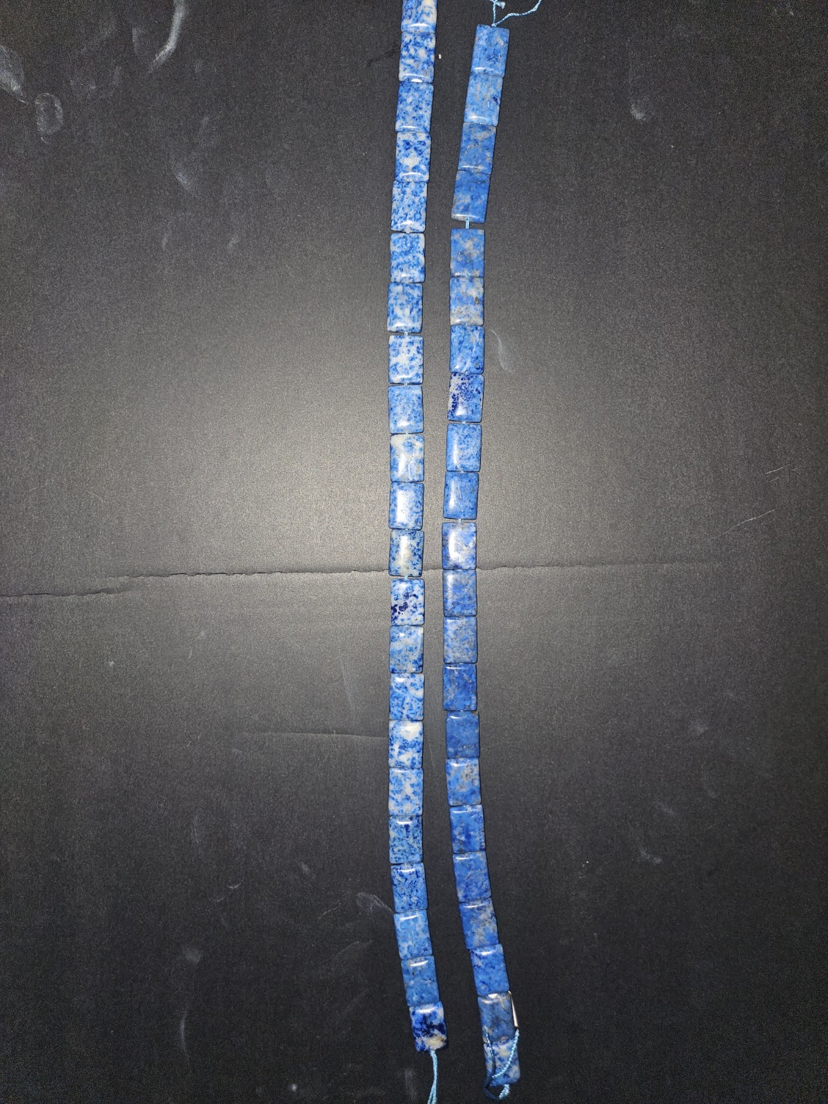 Lot Two LAPIS LAZULI GEMSTONE Rectangular BEADS 15.5" STRANDs  Necklace Making