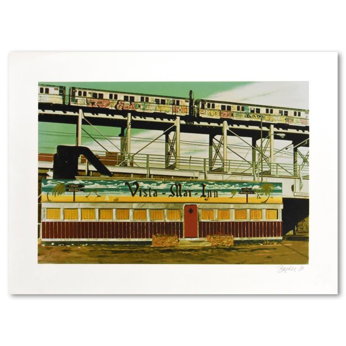 John Baeder, "Vista Mar Inn" Limited Edition Silkscreen, Numbered and Hand Signe