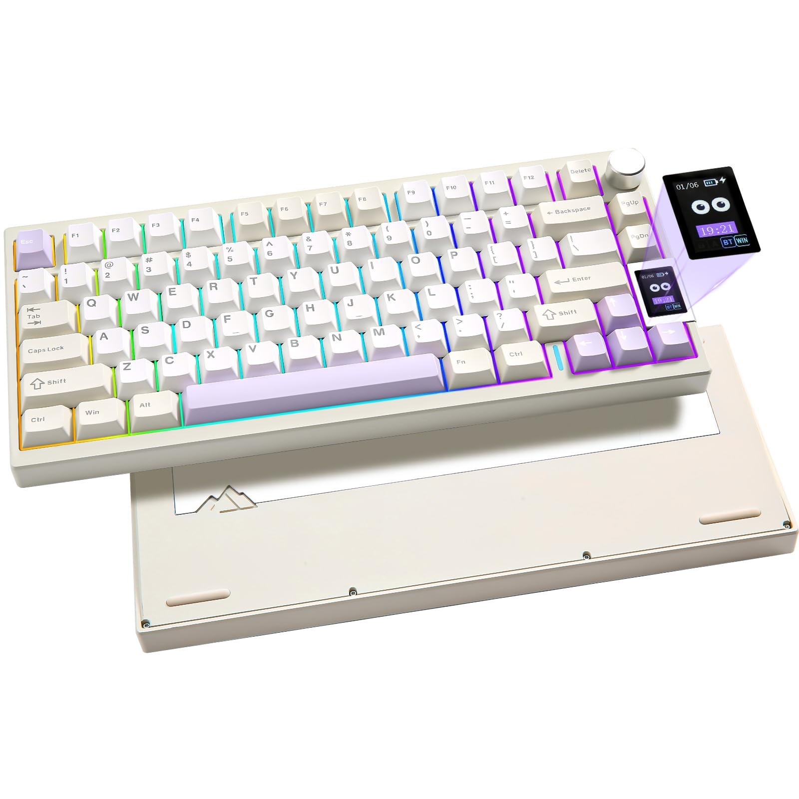 Wireless Mechanical Keyboard Full Aluminum CNC Smart LCD Display Cocoa Cream V2