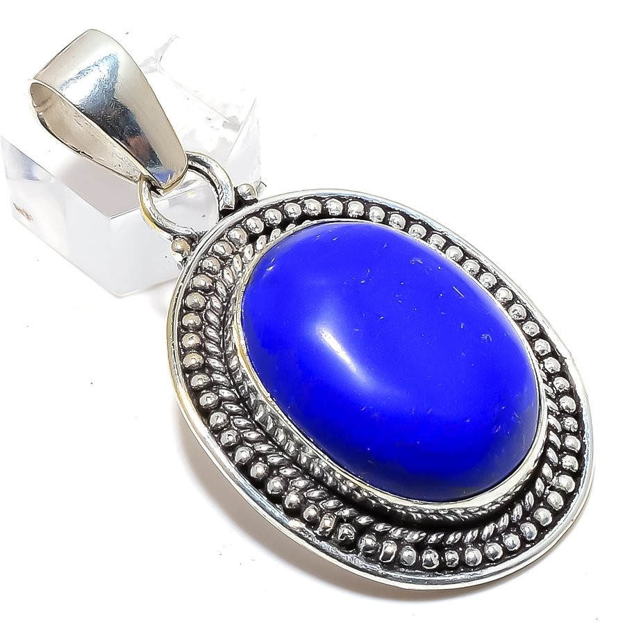 Natural Lazulite Gemstone 925 Sterling Silver Pendant 2.2" s354