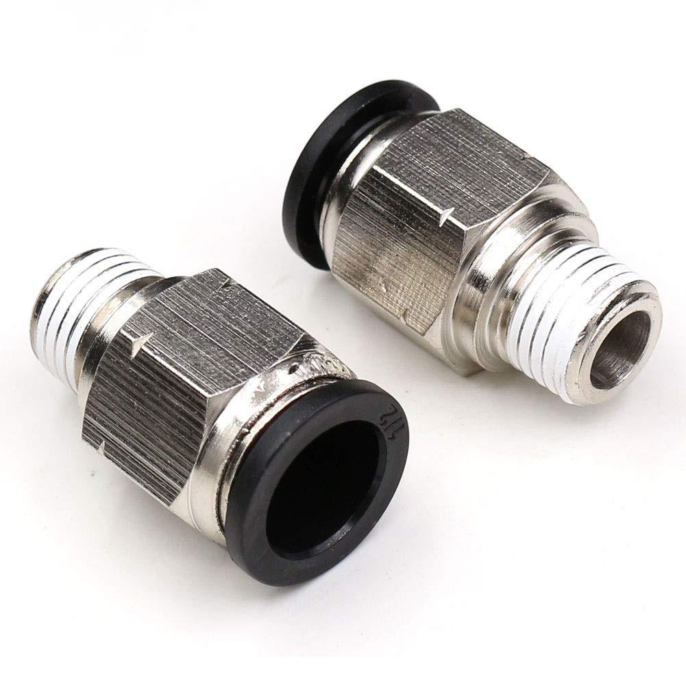 CEKER 1/4 Tube Fitting Push Connect Pneumatic 1/2" OD x 1/4" NPT, Black 