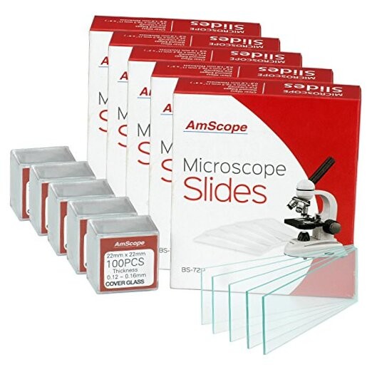  - 72 Pieces of Pre-Cleaned Blank Microscope Slides + 100 Coverslips - 5 Count