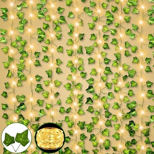 Fake Vines 12 Pack 84Ft Hanging Vines with 100 Lights Timer 12Pack 84Ft 120LED