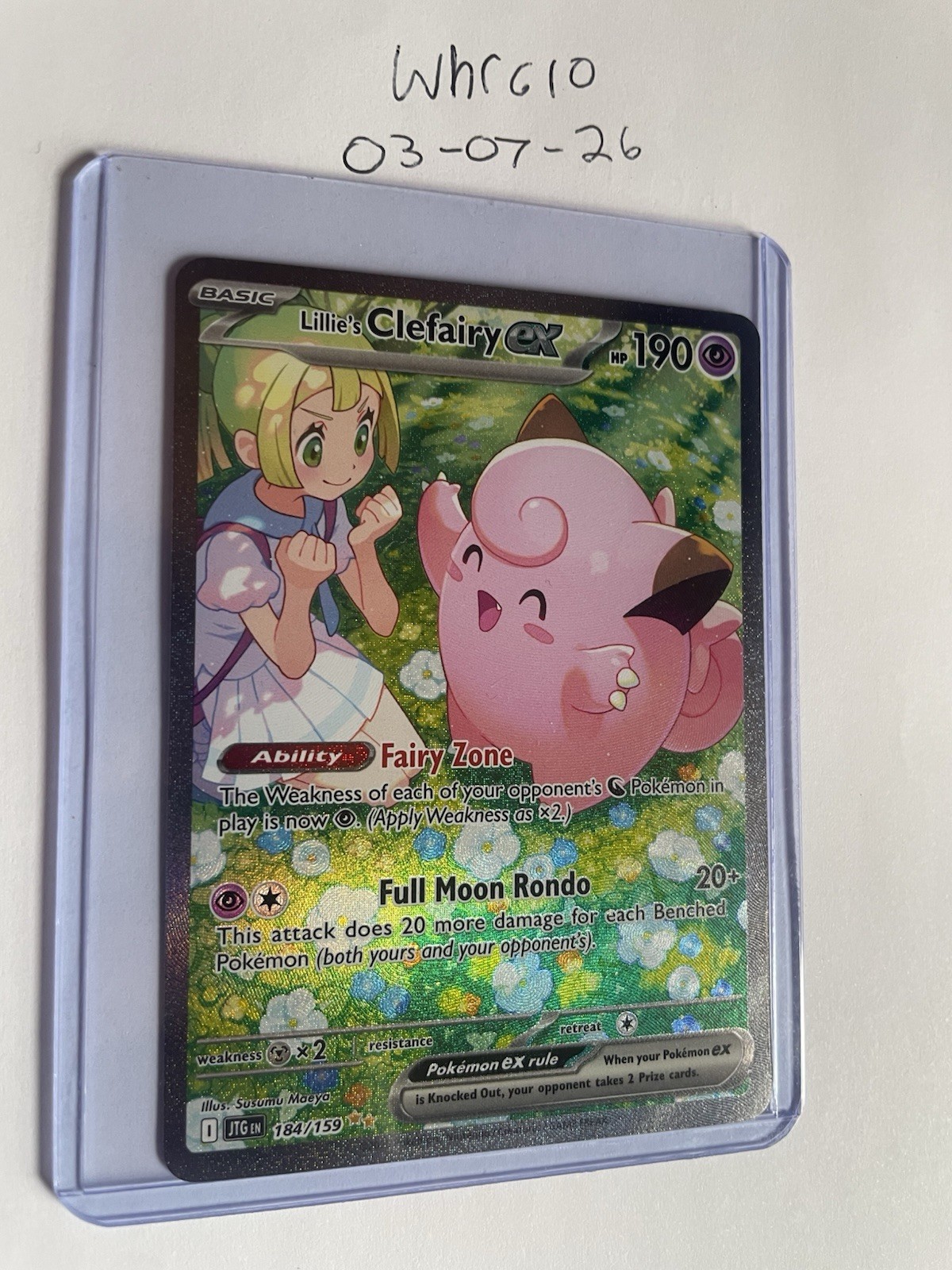 Pokémon TCG Lillie's Clefairy EX Illustration Rare Holo Card 184/159