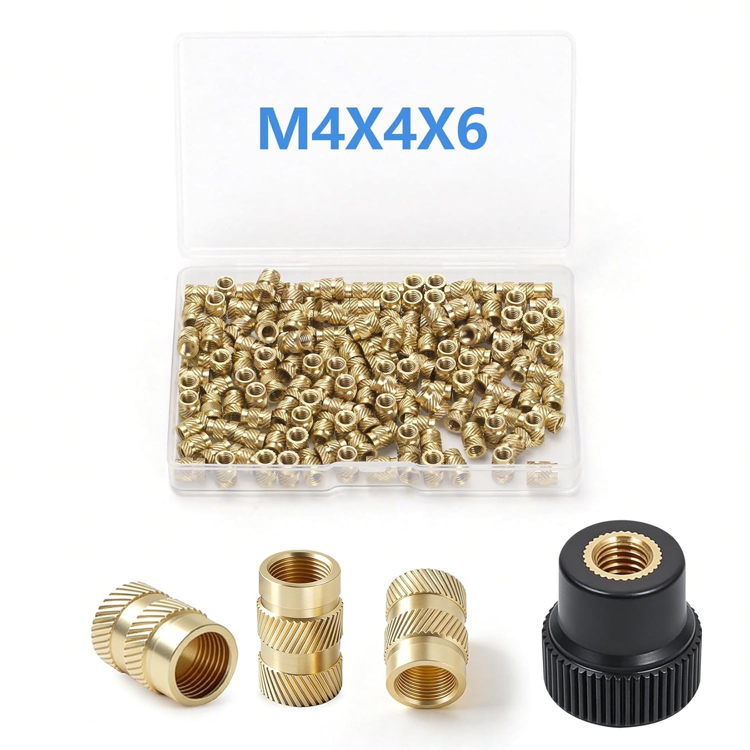 150 Pcs M4 Threaded Inserts, Knurled 3D Printing Nuts, Embedment Twill Brass Thr