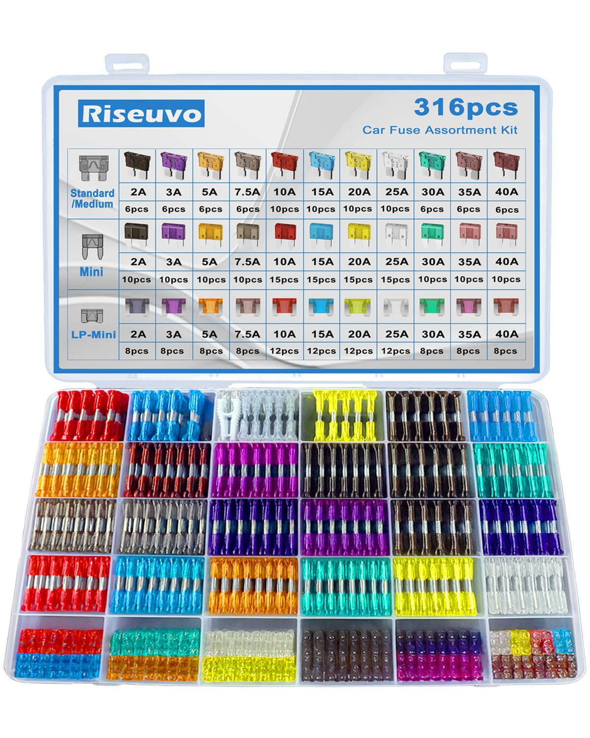 316 Pcs Car Fuse Assortment Kit - Standard & Mini & Low Profile Mini Blade Autom
