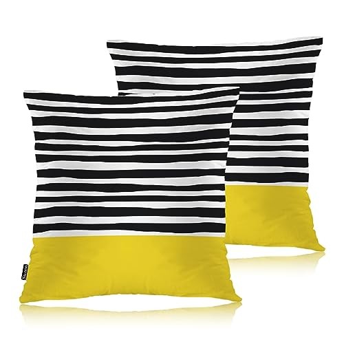  Home Decorative Throw Pillows 18" x 18" (Pack of 1) Abstract Black Yellow