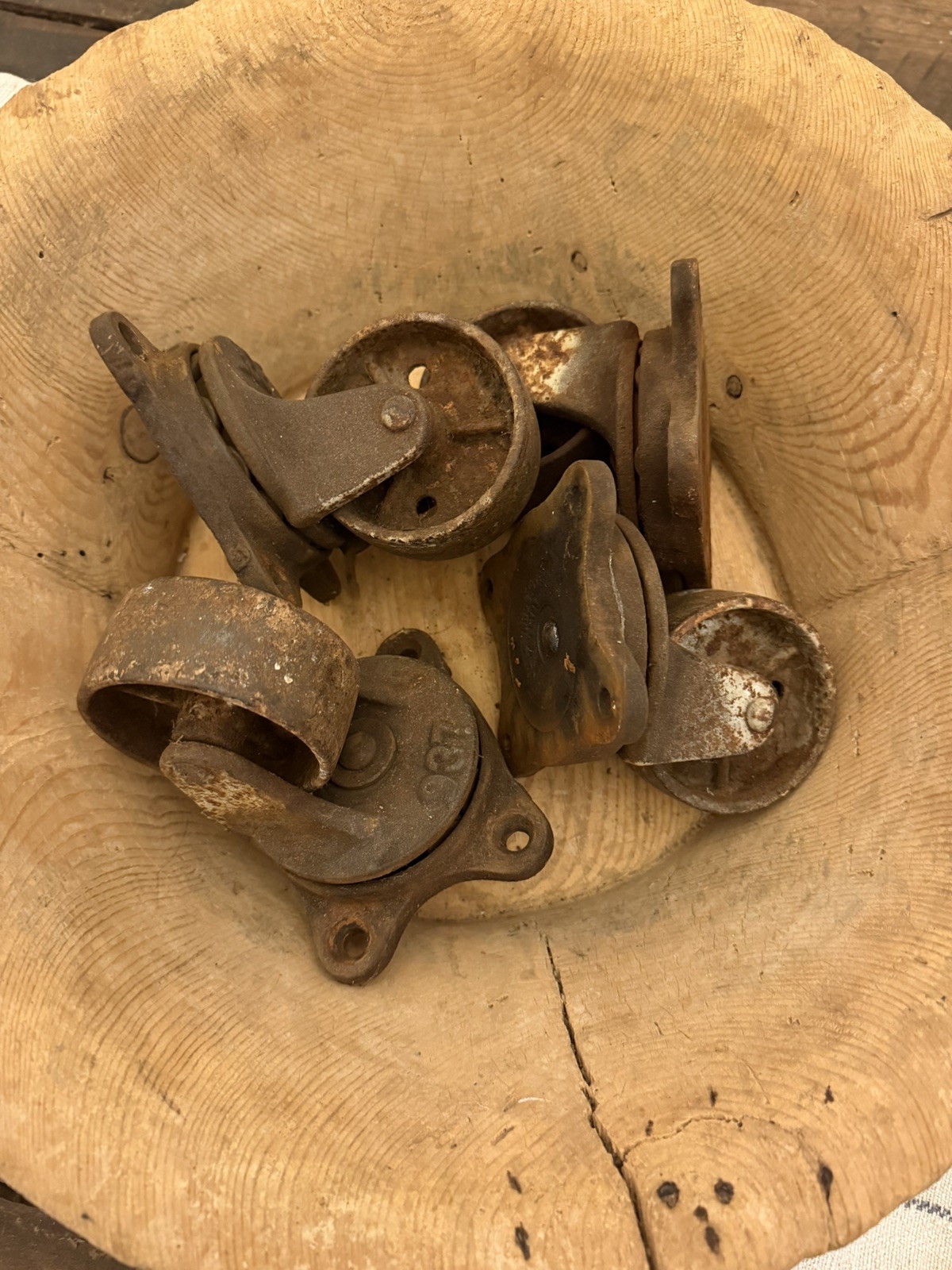 Antique Caster Swivel Metal Wheels Industrial Heavy Duty-FREE SHIPPING 