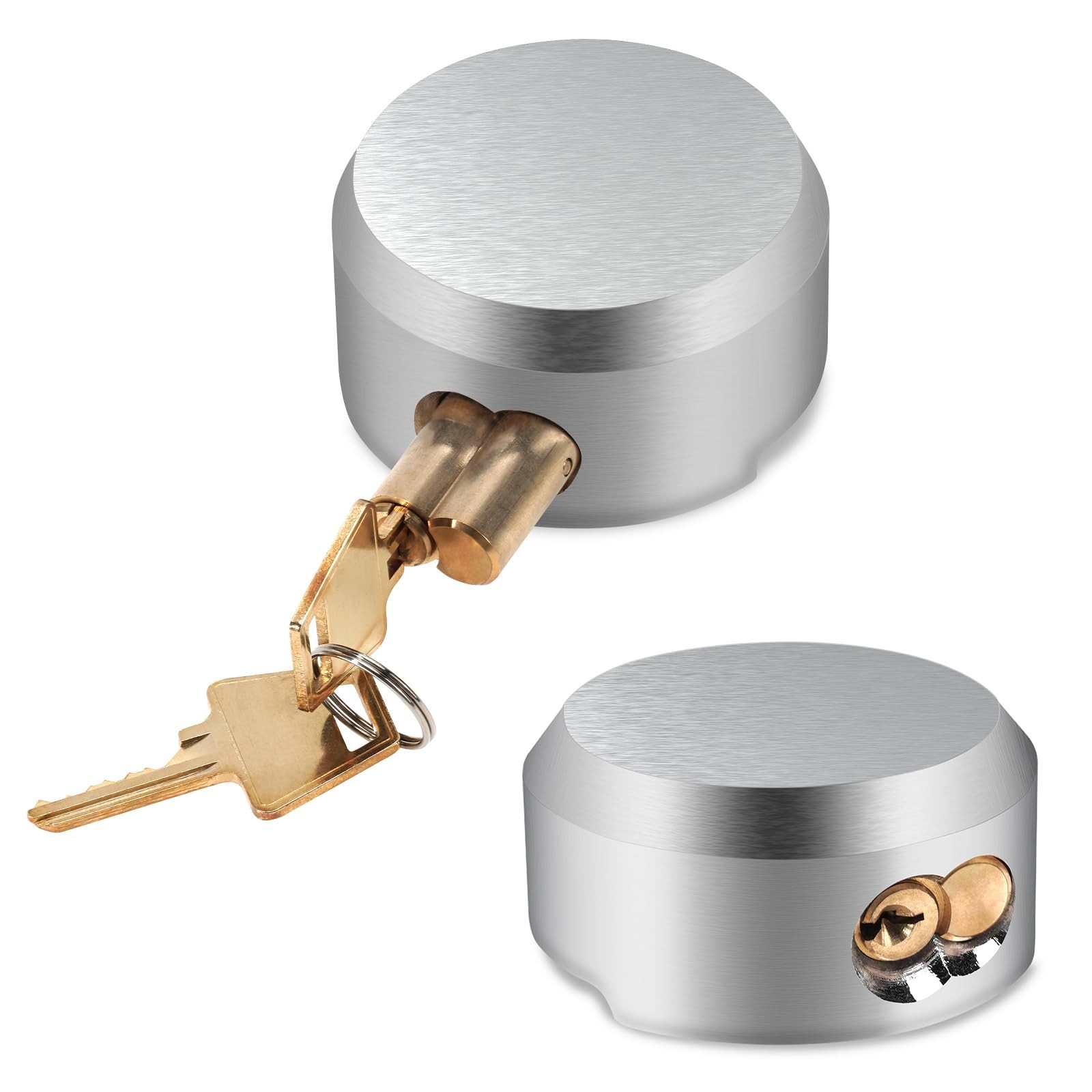 2 Pack of Heavy Duty Hidden Shackle Padlocks with Keyed Alike, Puck Locks, Pu...