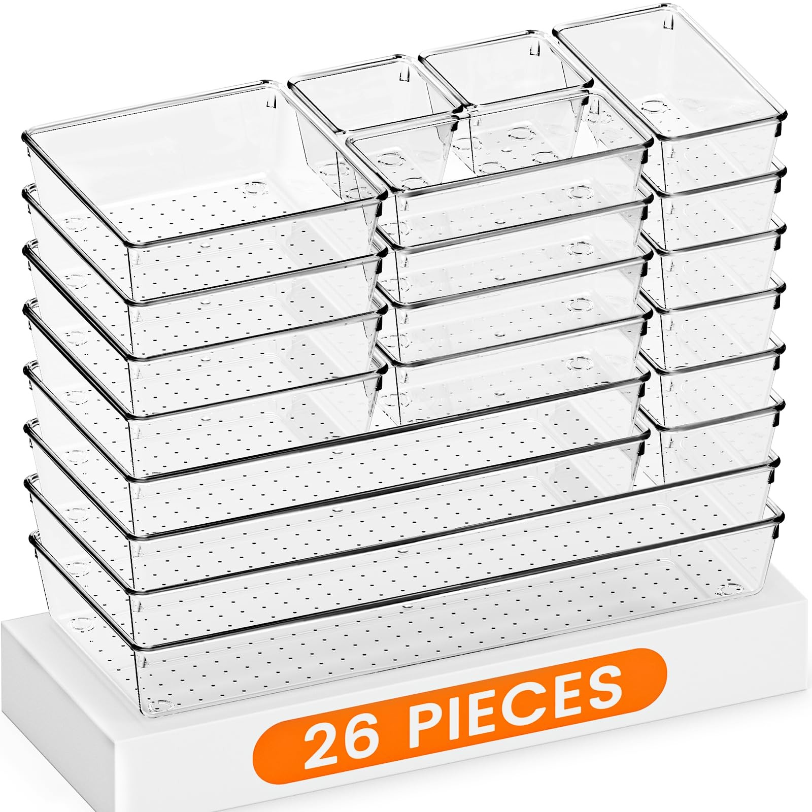Criusia Drawer Organizer, 26 Pack Clear Plastic 26PACK, 