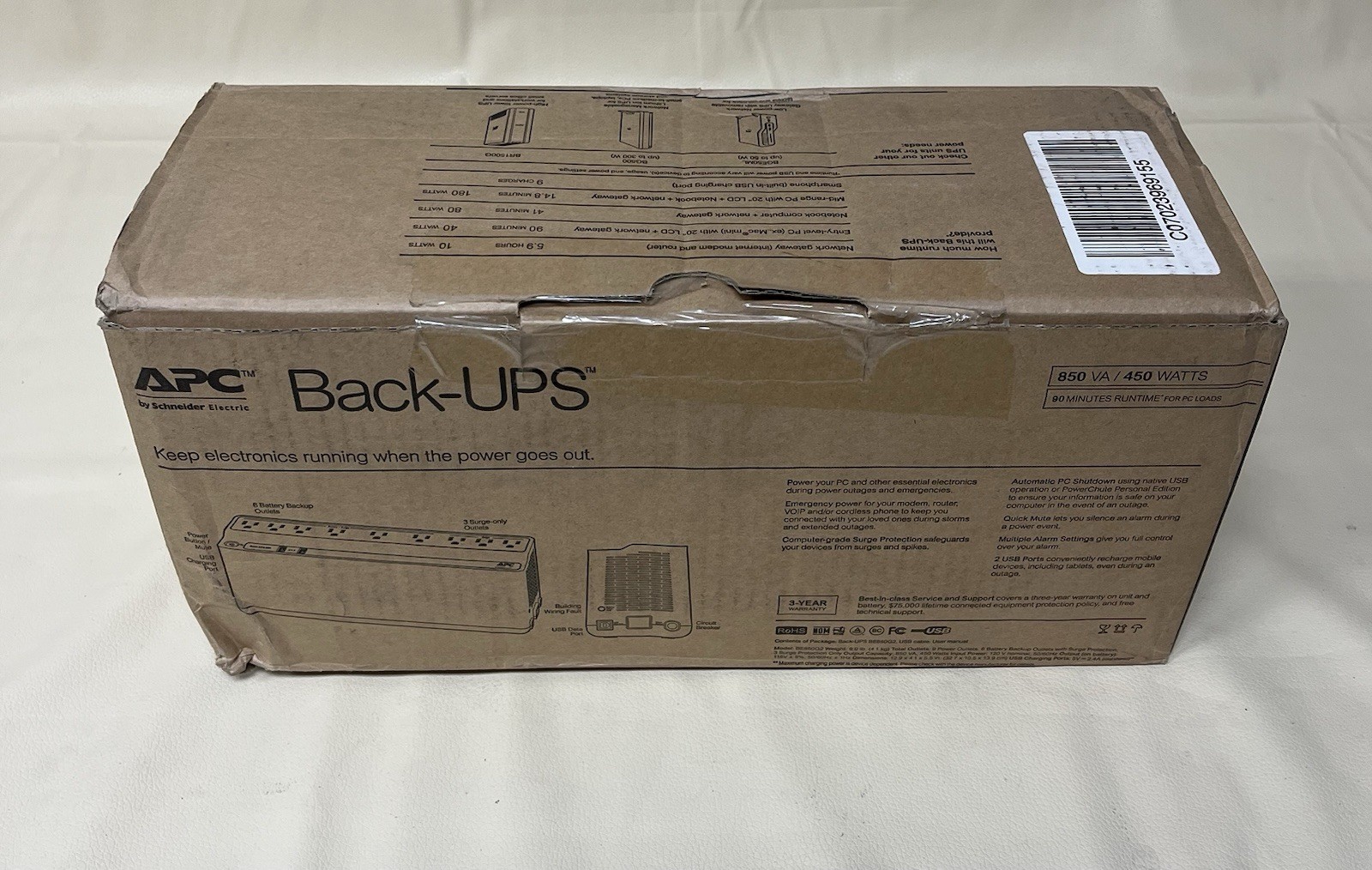APC Back-UPS 850 VA 450 Watts Battery Backup BE850G2