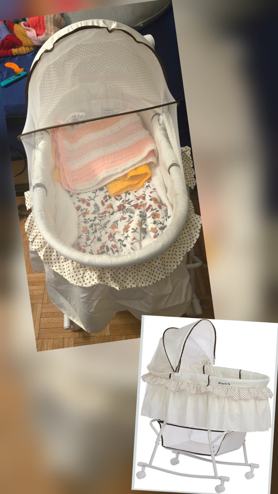 Dream On Me Lacy Portable 2-in-1 Bassinet & Cradle 