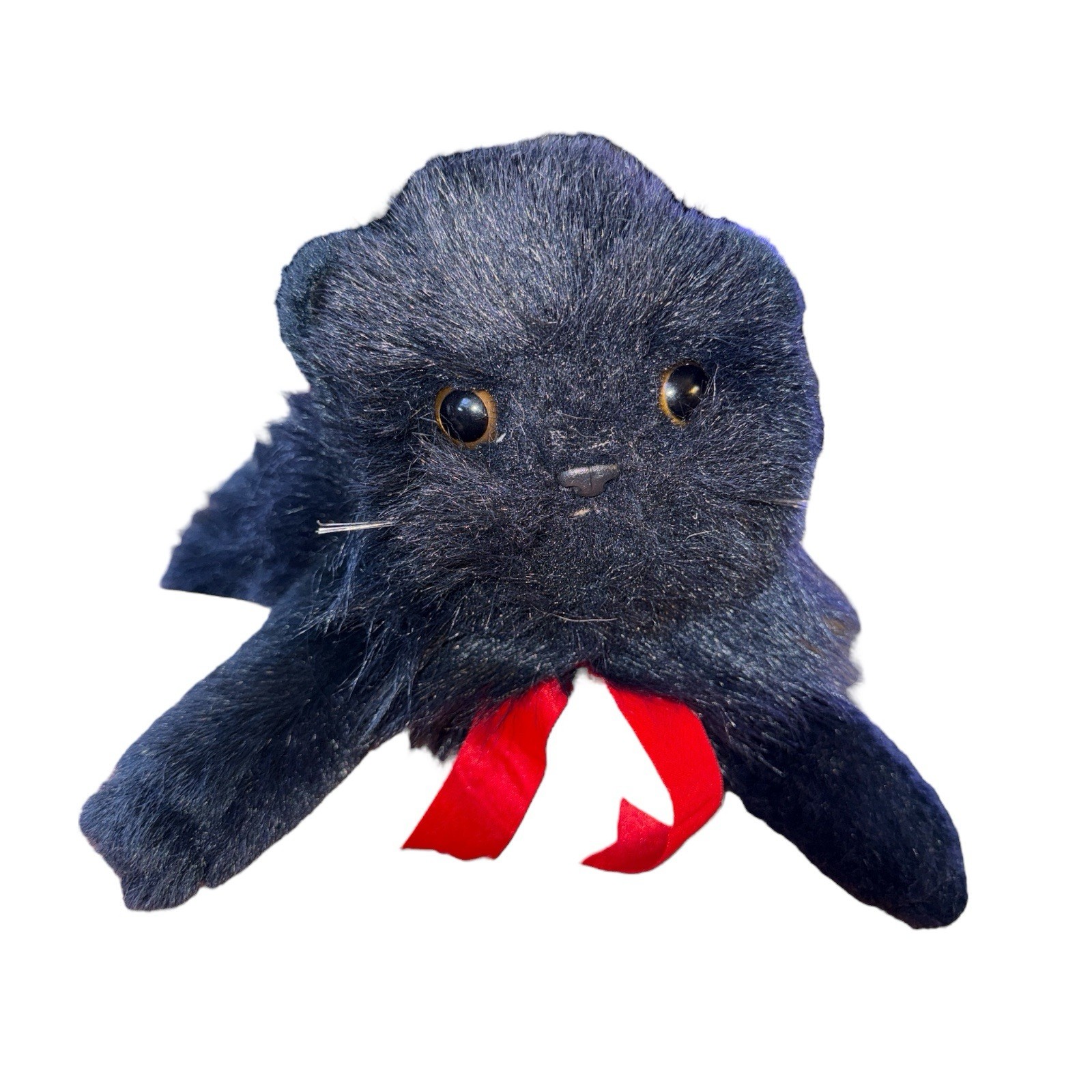 Ty Licorice Black Cat 2G-3B Gen Kitty Red Bow Plush Stuffed Animal 1987 Korea