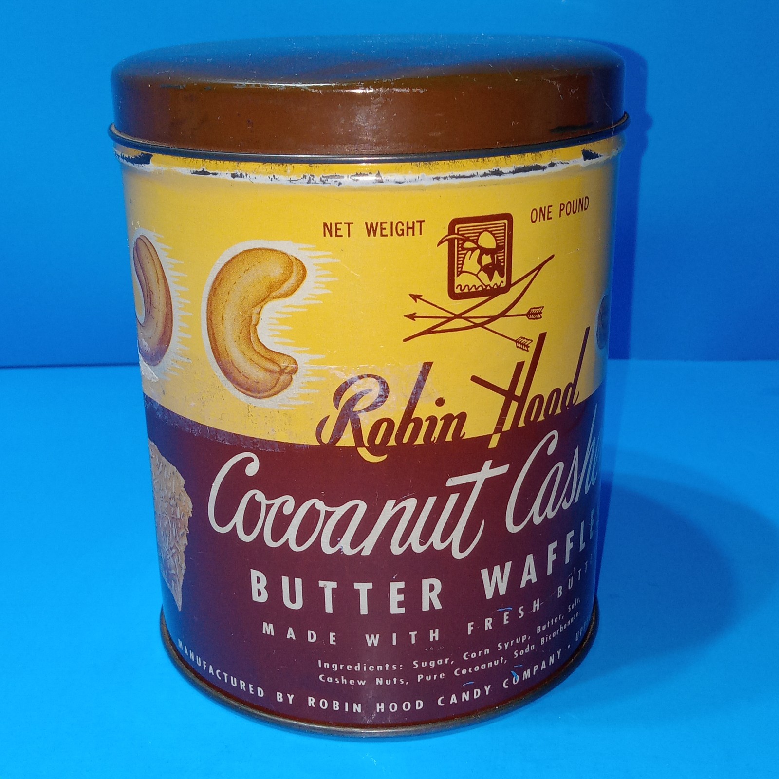 VTG Robin Hood Cocoanut Cashew Butter Waffles Tin Can Coconut Upper Darby PA