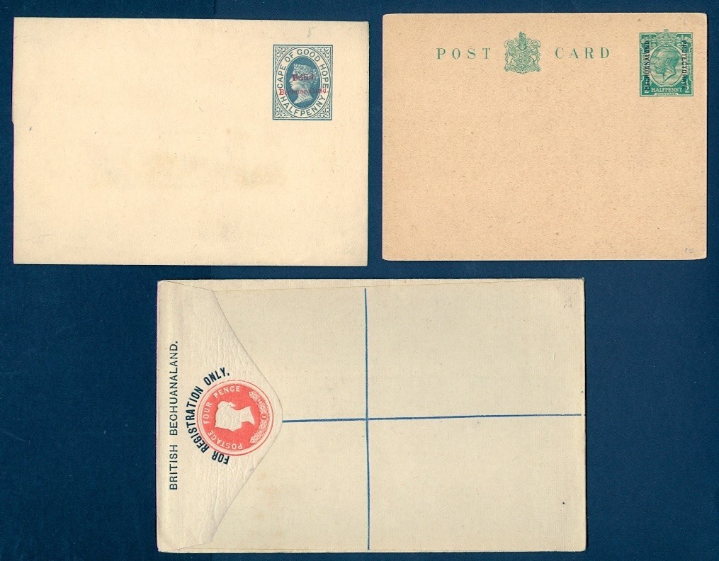 BRITISH BECHUANALAND SEL OF 7 EARLY MINT POSTAL STATIONARY ITEMS
