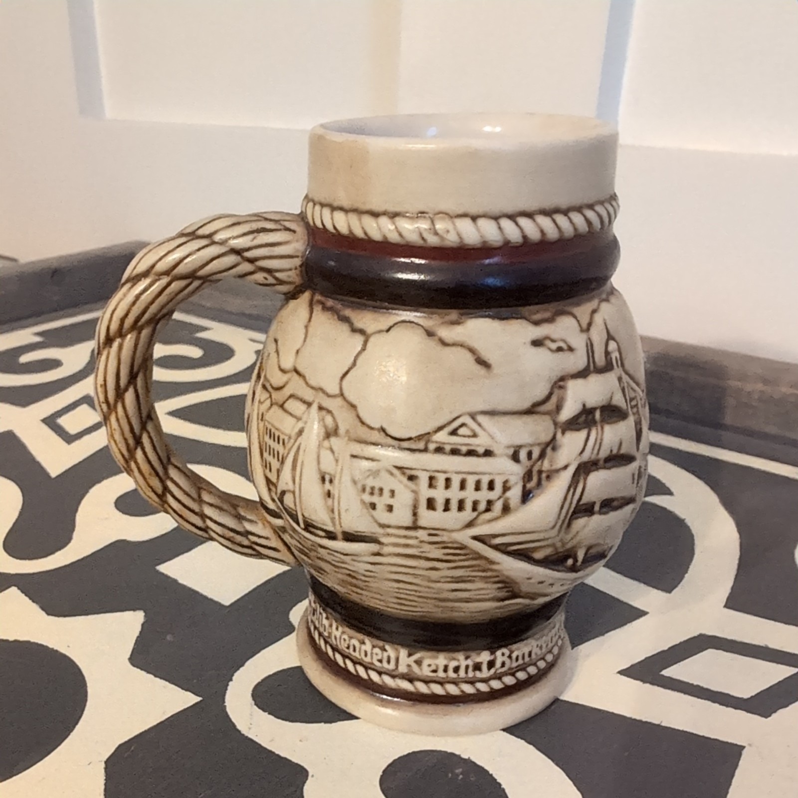 Vintage 1982 AVON Handcrafted 4.5" TALL SHIPS Ceramarte Beer Stein Mug Brazil