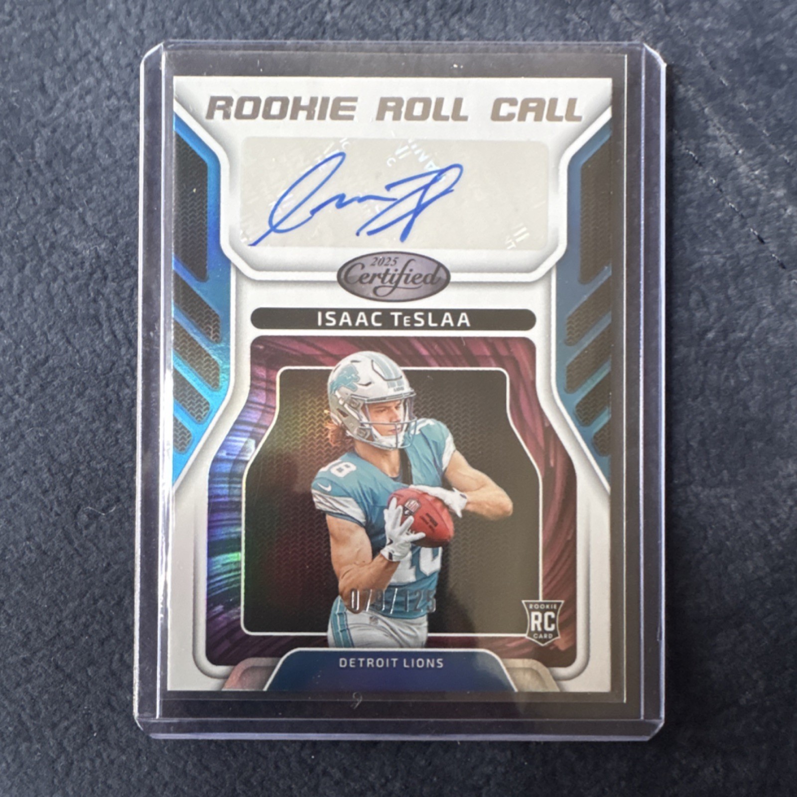 2025 Panini Certified Isaac TeSlaa Rookie Roll Call Auto /125 Lions RC NFL