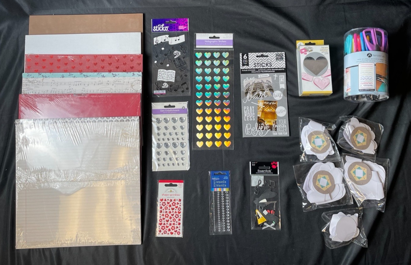 Decorative Scrapbooking Kit w/Scissors, Punch, Stickers, Paper, paper Flowers