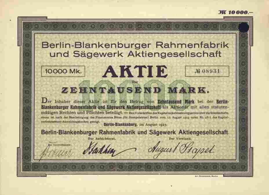 Berlin Blankenburg Frame Factory Sawmill 1923 Box Factory August Stack 10000